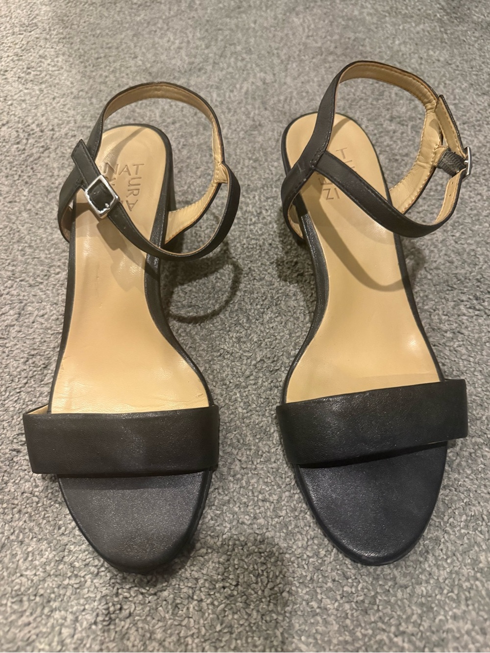 Naturalizer Black Open-Toe Ankle-Strap Heels